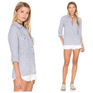 James Perse Striped Linen Button Down Shirt